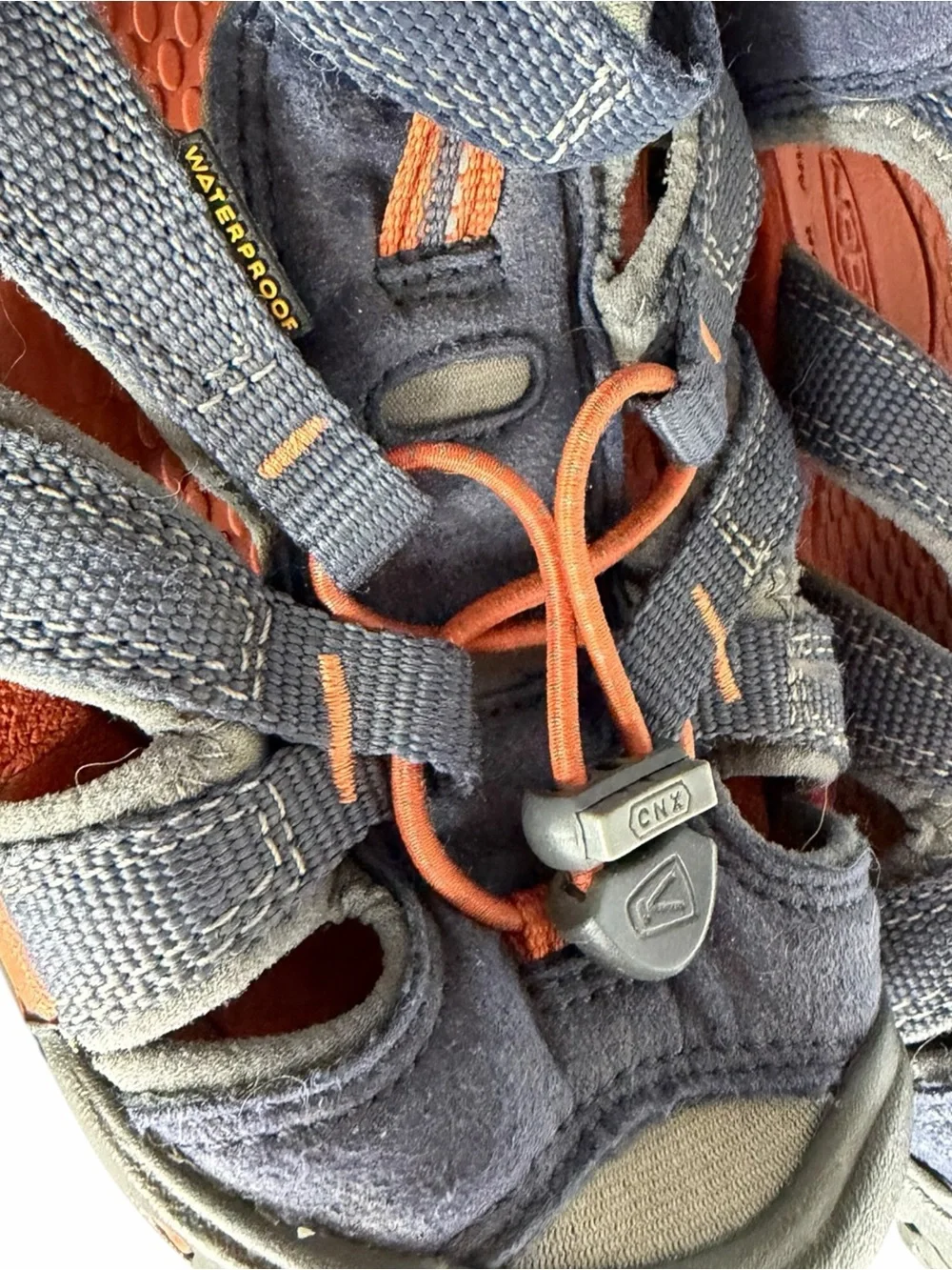 KEEN CNX Waterproof Boy’s Slip-On Closed Toe Sandals Blue/Orange/Gray US 4